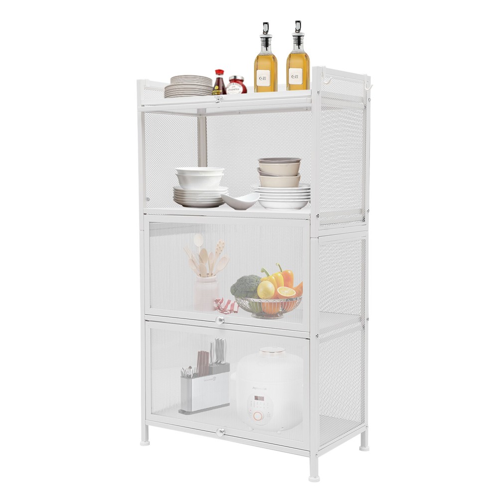 Kitchen Storage Sideboard, Buffet Cabinet with Barn Doors, White