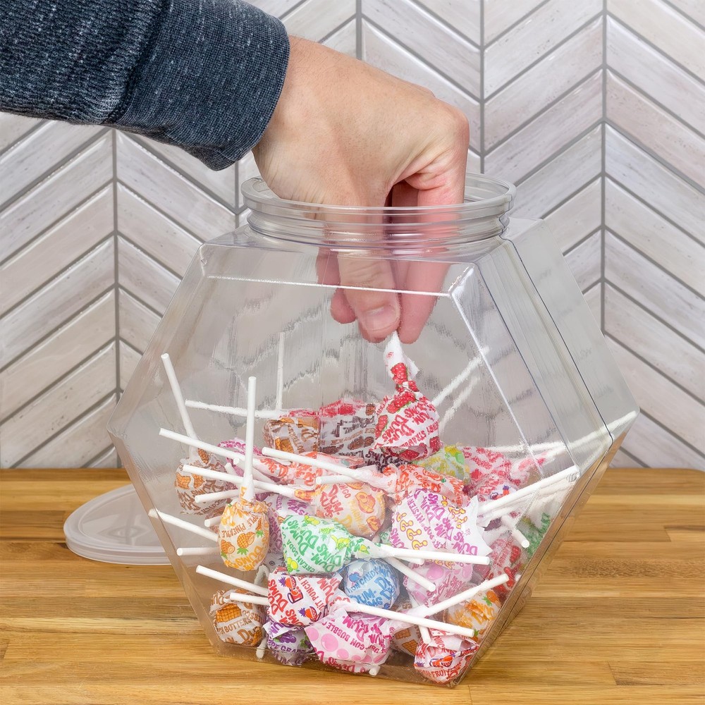 Gallon Plastic Container Candy Jars (2-Pack); Hexagon Shaped Countertop Displ...
