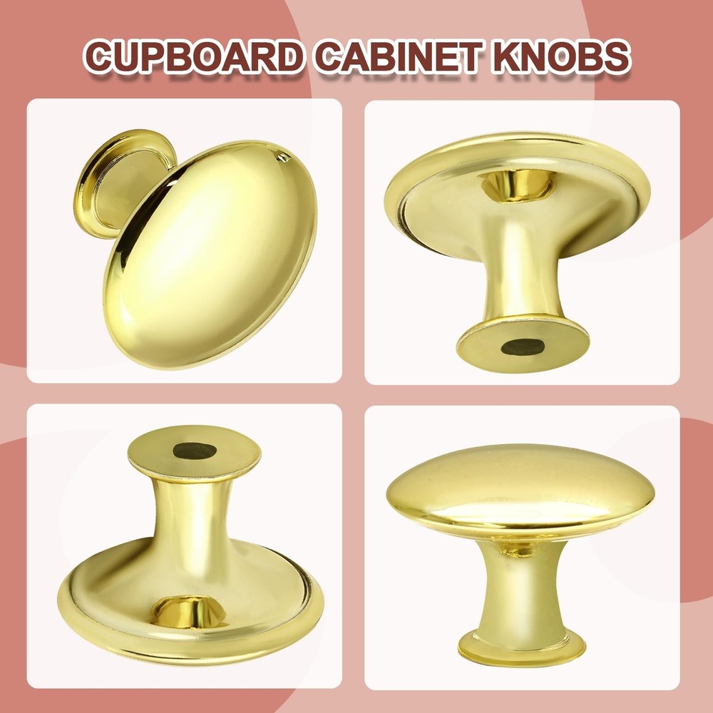 6 Pcs Gold Round Antique Brass Kitchen Cabinet Knobs Drawer Handle Pulls Cupb...