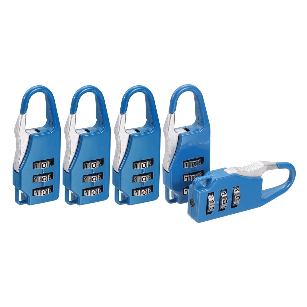 5Pcs Resettable 3 Digit Combination Lock Code Padlock, Sapphire (55 x 21mm)