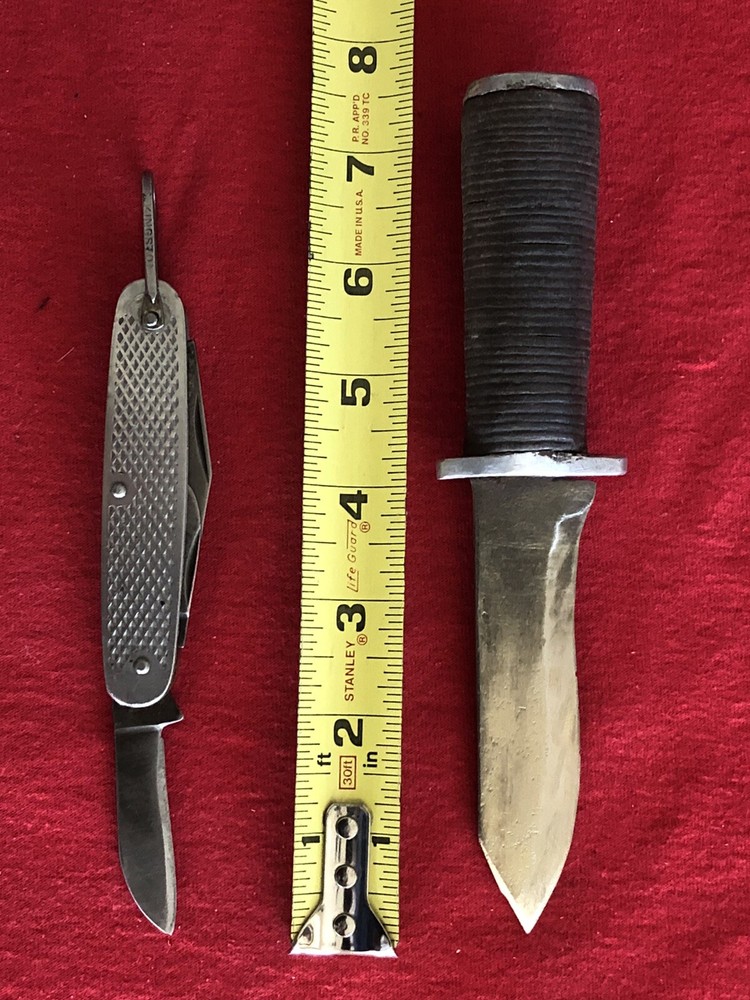 WW2 THEATER KNIFE & (4) FUNCTION KINGSTON KNIFE - CUSTOM WOOD DISPLAY BOX