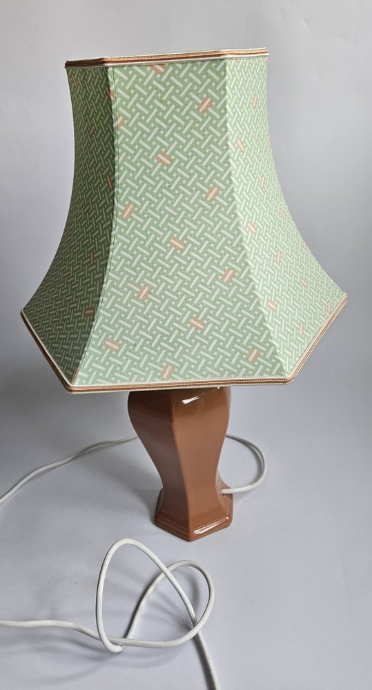 Vintage 1980s Goodson Lighting Hexagonal Ceramic Table Lamp