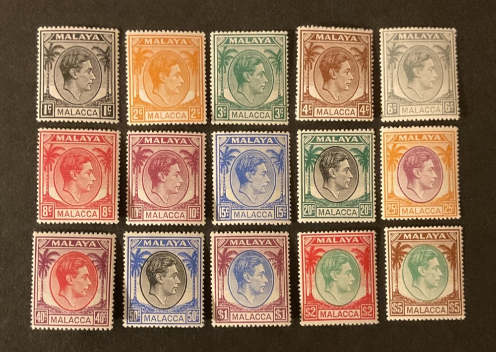 Malaya-Malacca Scott #3-17  hinged