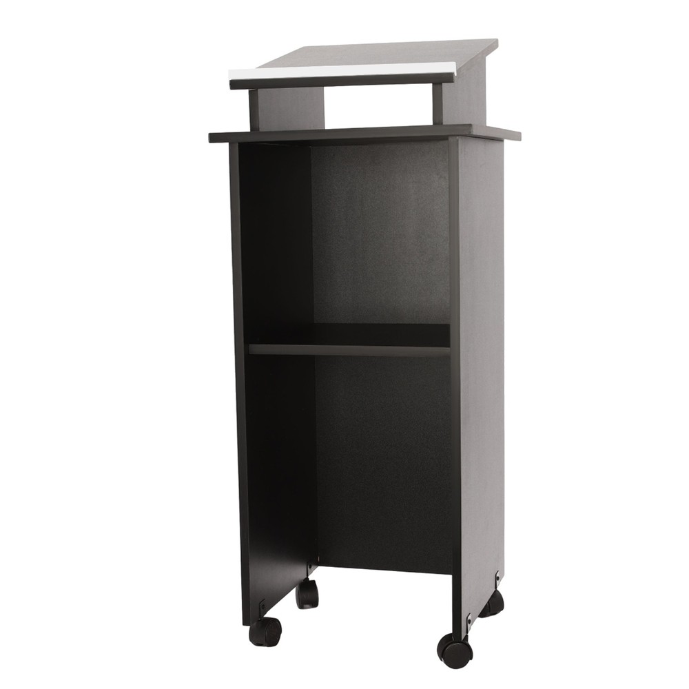 Lectern Elevated Inclined Reading Platform Black Mobile Presentation Stand