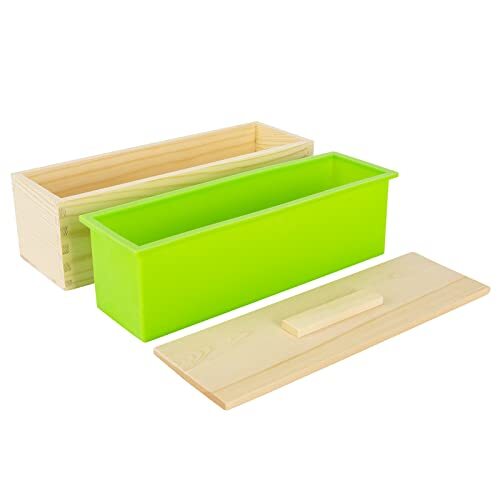2 Pack 42oz Rectangular Flexible Silicone Soap Loaf Mold with Wooden Box