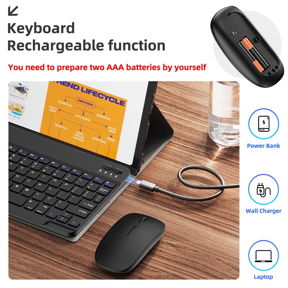 Wireless Bluetooth Keyboard+Mouse Combo Set For iPad iMac Android Phone Tablet