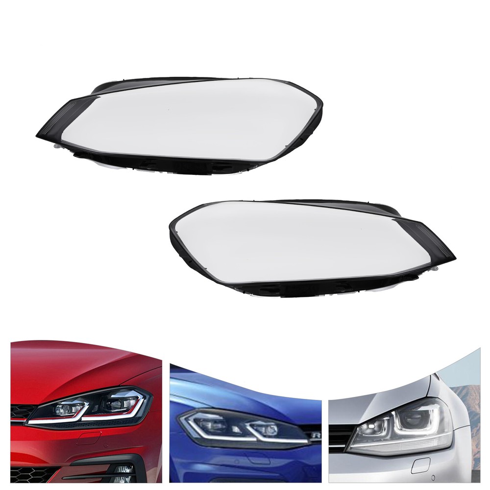 Clear Headlight Lens Covers for 2014-2017 VW Golf 7 - Durable Replacement Pair