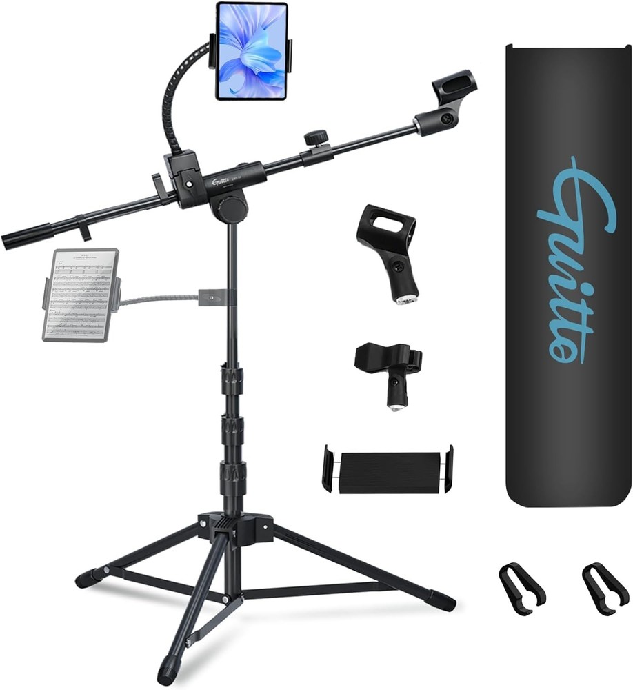 All-in-One Microphone & Device Floor Stand for Streaming & Recording