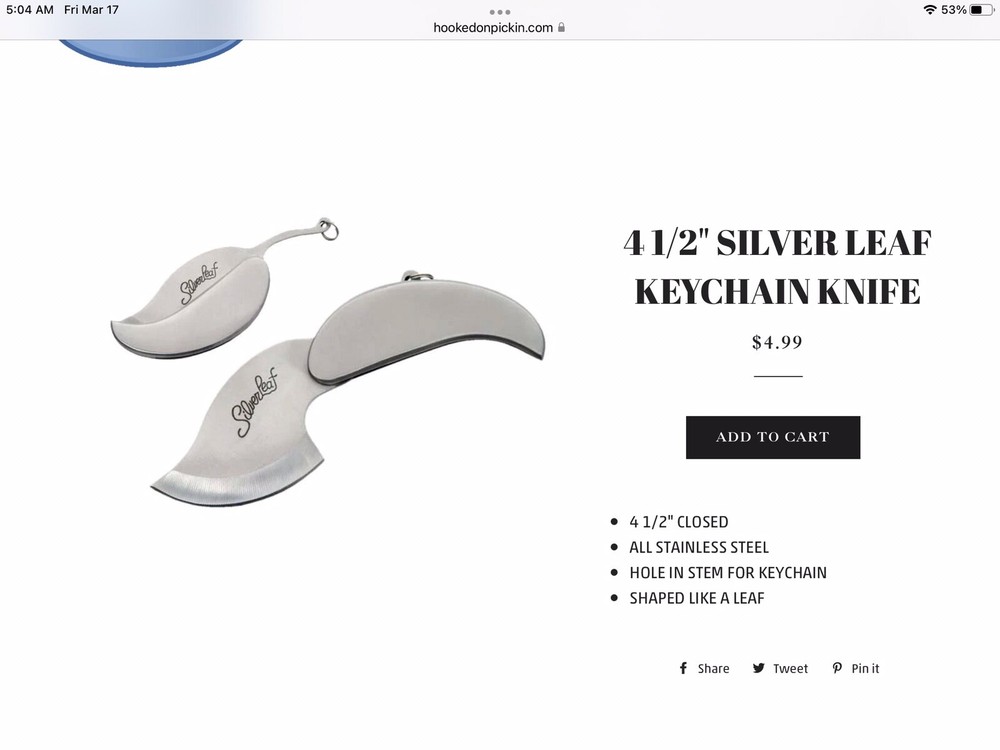 New Silver Leaf Folding Pocket Knife With Key Ring