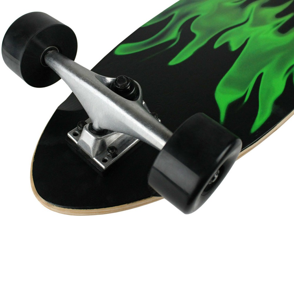 Krown - Pin Tail Green Flame Longboard