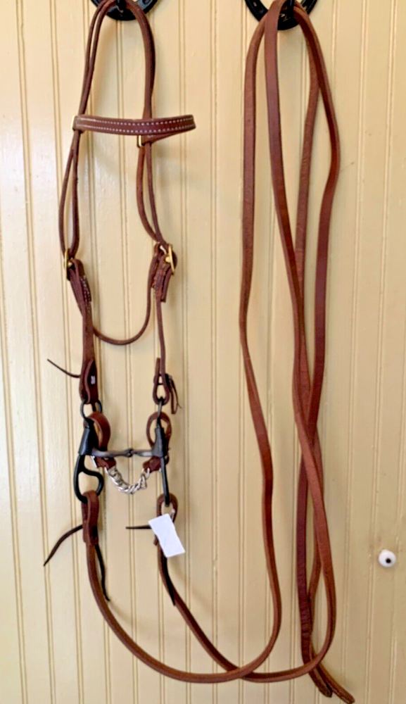 Dutton Smooth Tear Drop BIT & COMPLETE BRIDLE SET Headstall, Reins, & Curb Strap