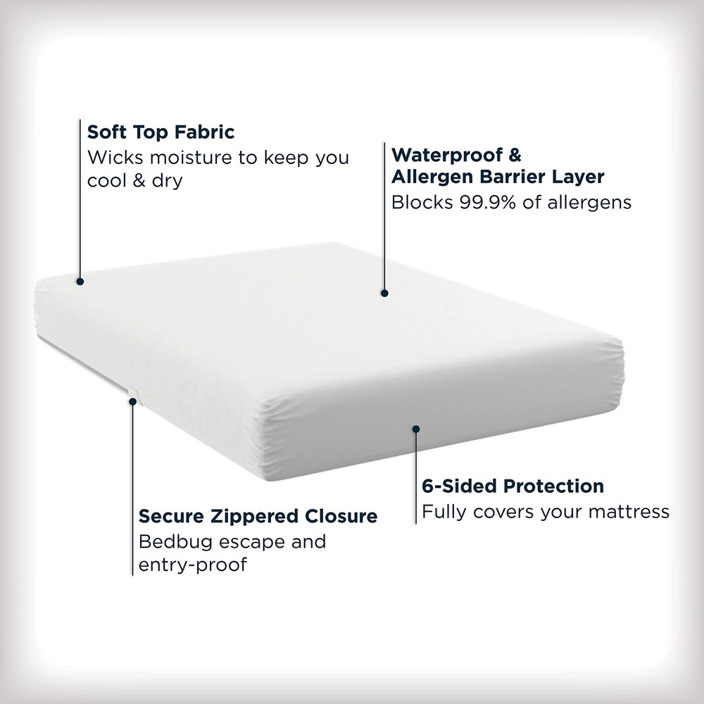 Waterproof Mattress Protector, Queen Cover, 88% Polyester - Advanced Allergy