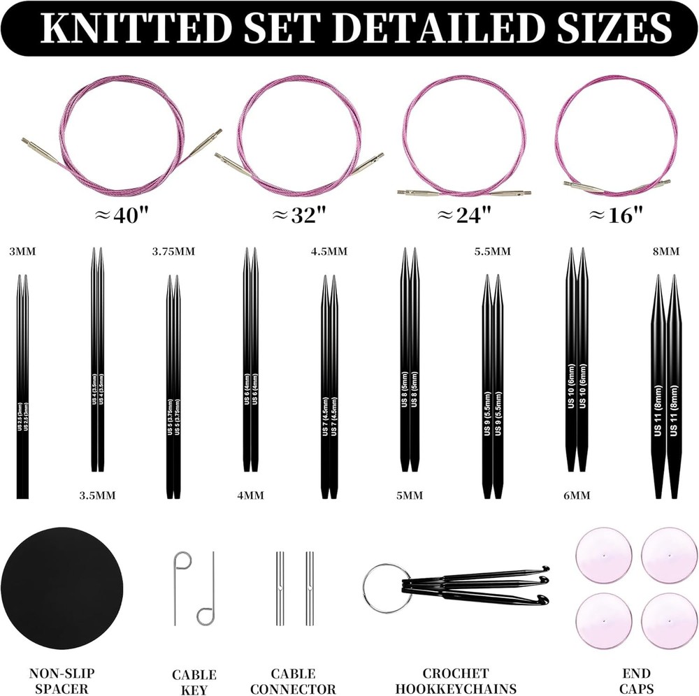 Froggod 4.53-inch 11.5cm Interchangeable Circular Knitting Needles Set 🔥