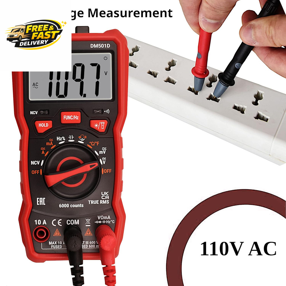 Multimeter 6000 Counts Digital Multimeter Auto Ranging TRMS AC DC Voltmeter