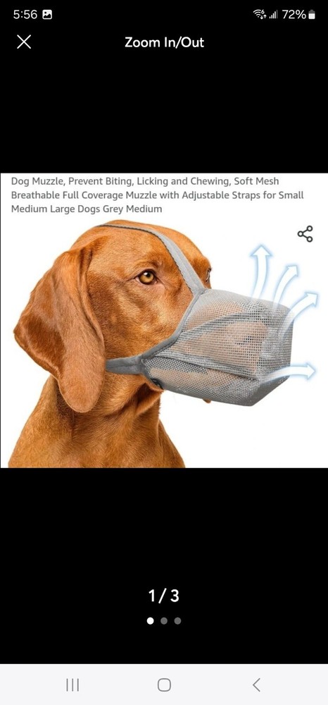 Wintchuk Dog Muzzle Size Medium Grey New Mesh