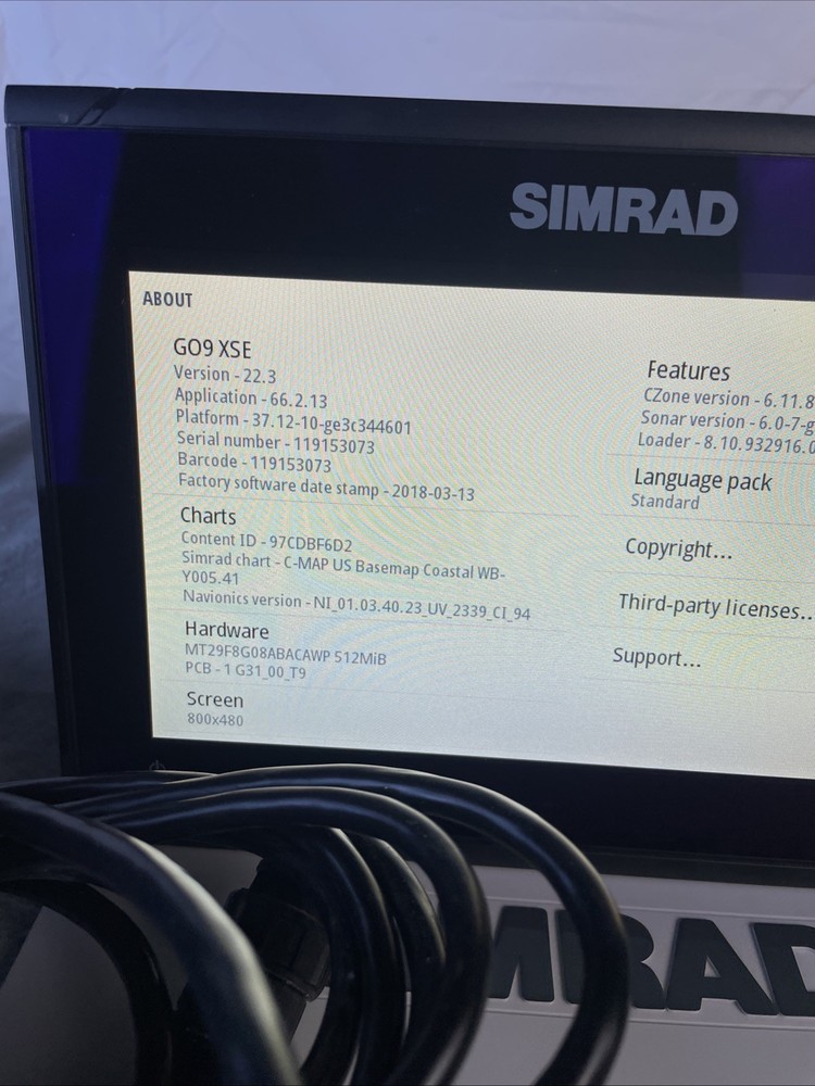 Simrad GO9 XSE Marine 9" FishFinder GPS Chartplotter Display W/ AI 2 Transducer