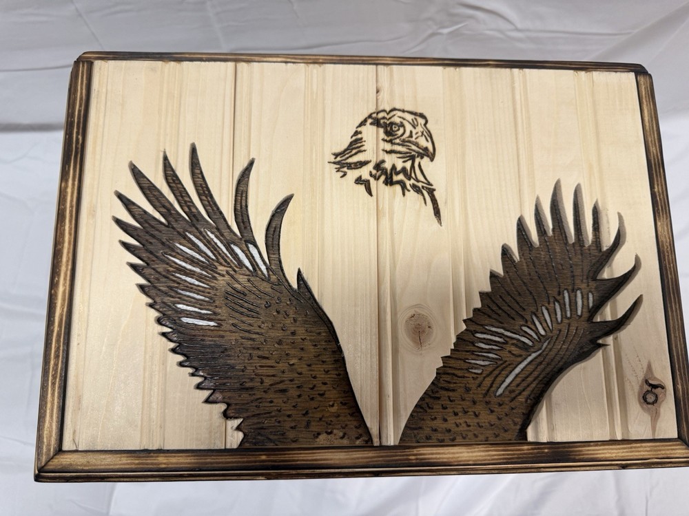 Cedar Lined Eagle Keepsake Storage Stash Box Chest With Pine