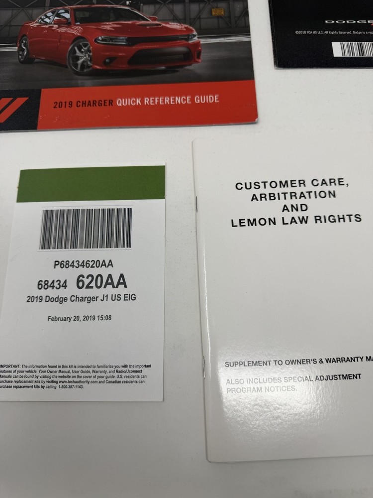 2019 Dodge Charger Owners Manual OEM Complete Set