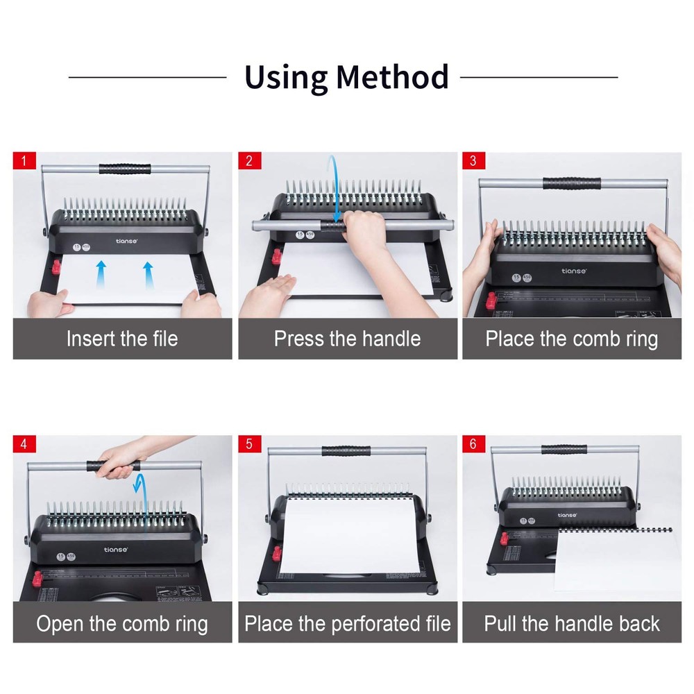 Binding Machines, 21-Holes, 450 Sheets, Comb Bind Machine Book Maker with 100...