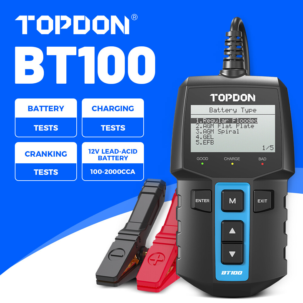 TOPDON BT100 & BTMobile PROS 12V Car Battery Tester Bluetooth Load Analyzer Tool