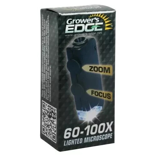 Grower's Edge Microscope 60-100X Adjustable Portable Illuminated Magnifier