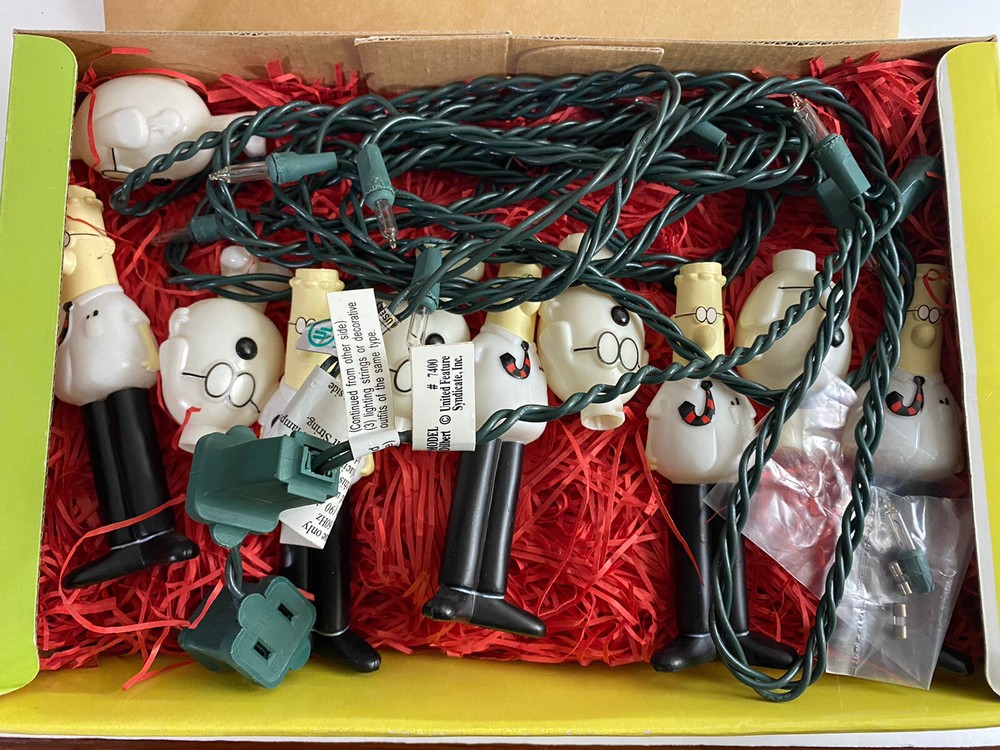 Dilbert Comic String Light Set Open Box 10 Colorful Lights Complete VTG
