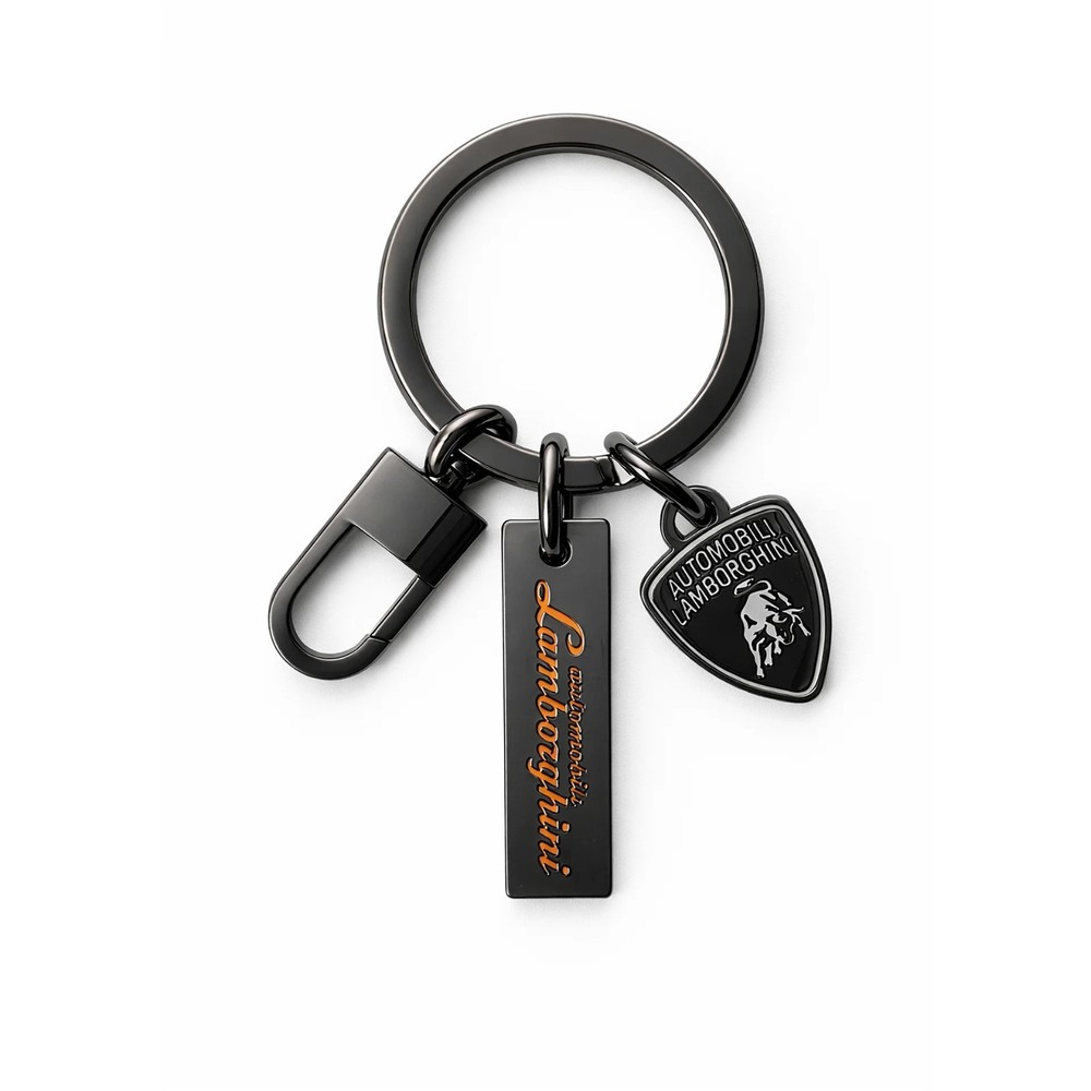 Lamborghini Scriptshield Keyring with Orange Logo Script
