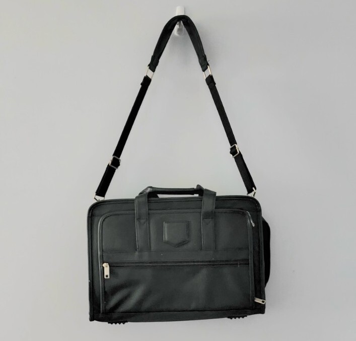 Messenger bag computer work school leather trim mesh front pockets organizer