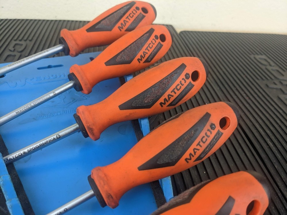 #ay954 Matco Tools 5 Pc Premium Orange Screwdriver Set