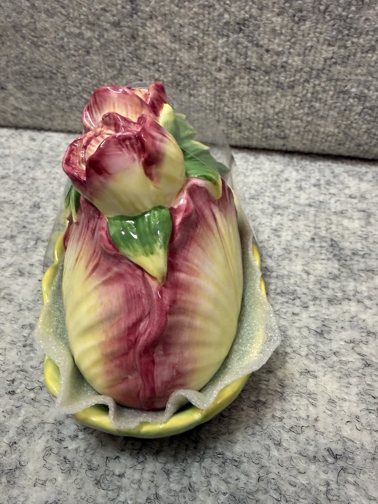 Corner Ruby Garden Collection Butter Dish New