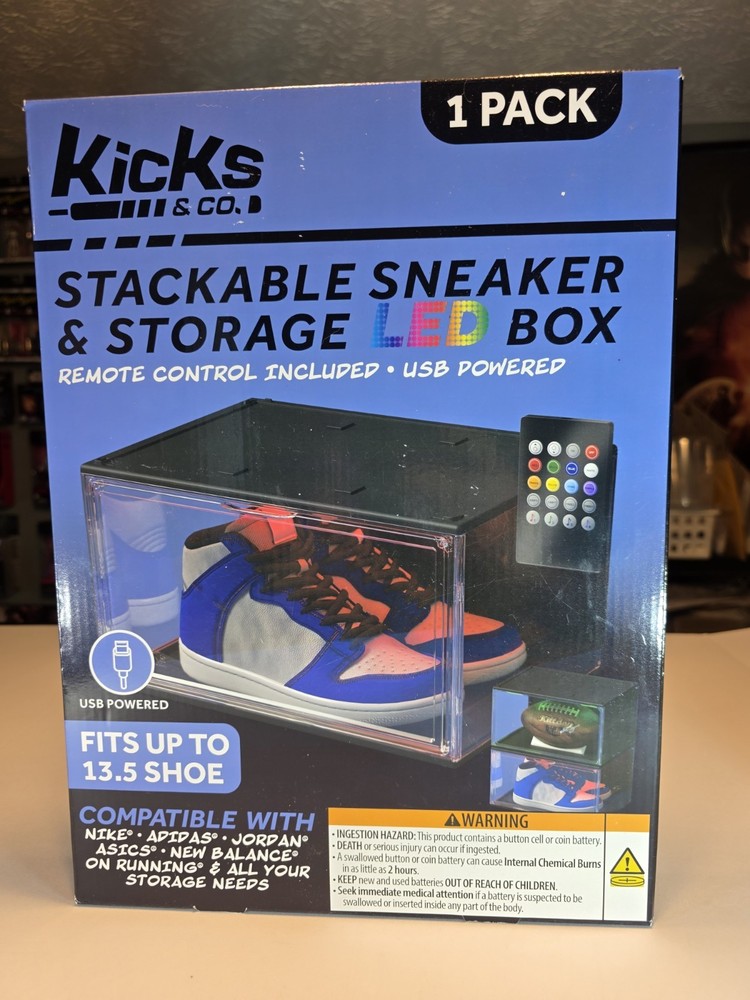 Kicks & Co LED Clear Shoe Storage Box & Shoe Rack Box, Stackable Display Case