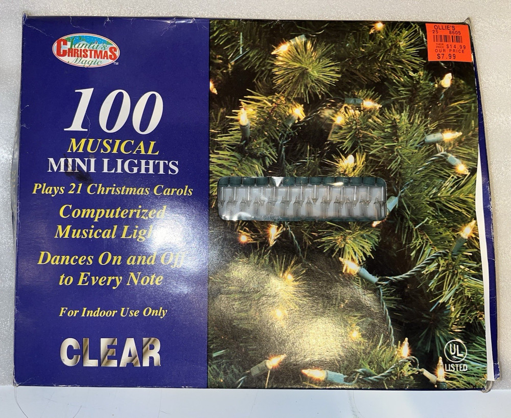 NOS 100 Clear Computerized Musical Christmas Magic Mini Lights