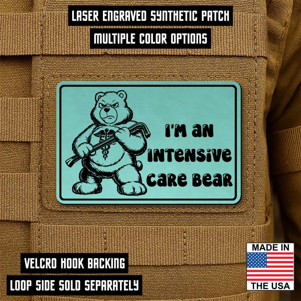 Intensive Care Bear Funny Morale Patch - 2"x3" Hook & Loop Plate Carrier Patch