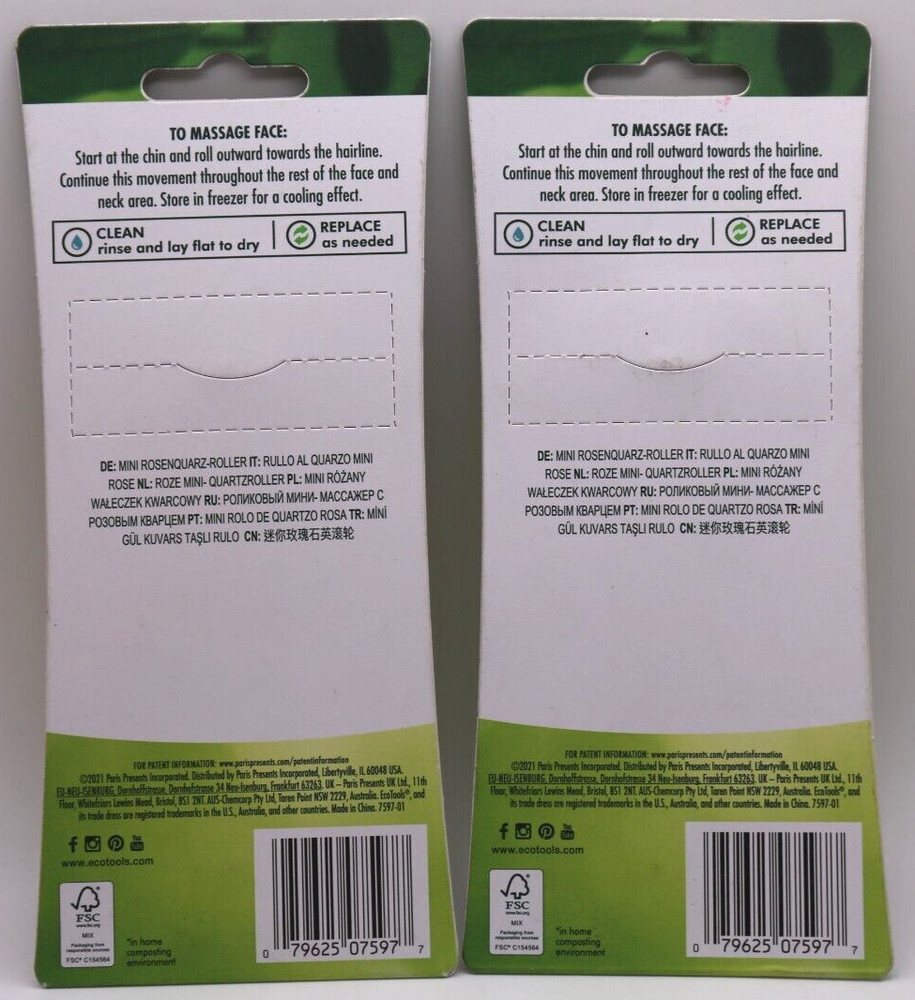 2X Ecotools Mini Rose Quartz Face Massaging Roller 4.5" Approximate Length #7597