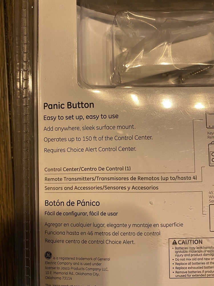 GE Clear Choice Wireless Alarm System Panic Button #45145