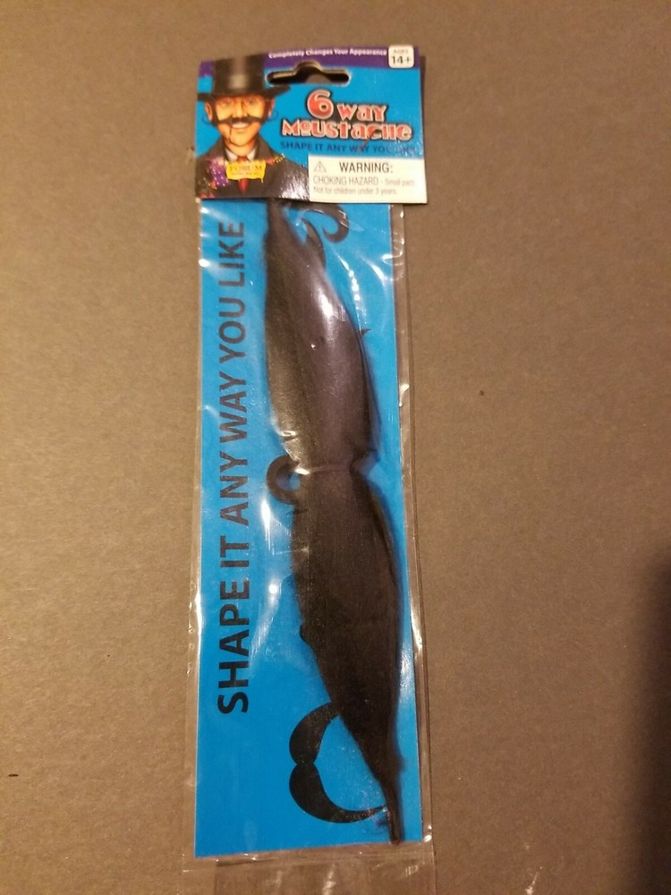 Deluxe Black Adjustable 6-Way BENDABLE Costume Moustache New!!! 50% off