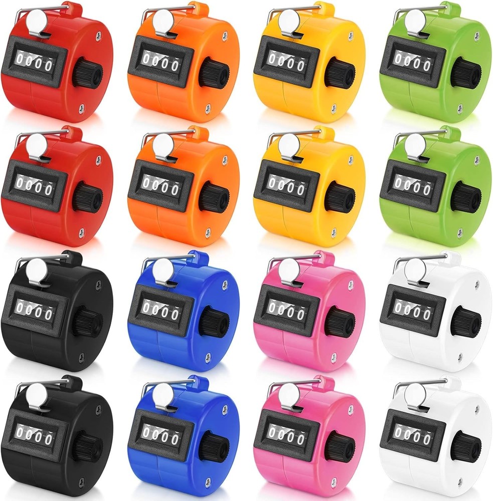 16 Pcs Handheld Clicker Counter 4 Digit Mechanical Tally Counter Assorted Col...