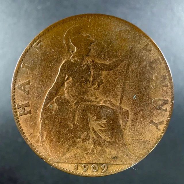 1909 Great Britain Half Penny Bold Design