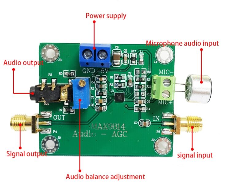 MAX9814 Audio Module Microphone Amplifier VGA Built-in Automatic Gain Control