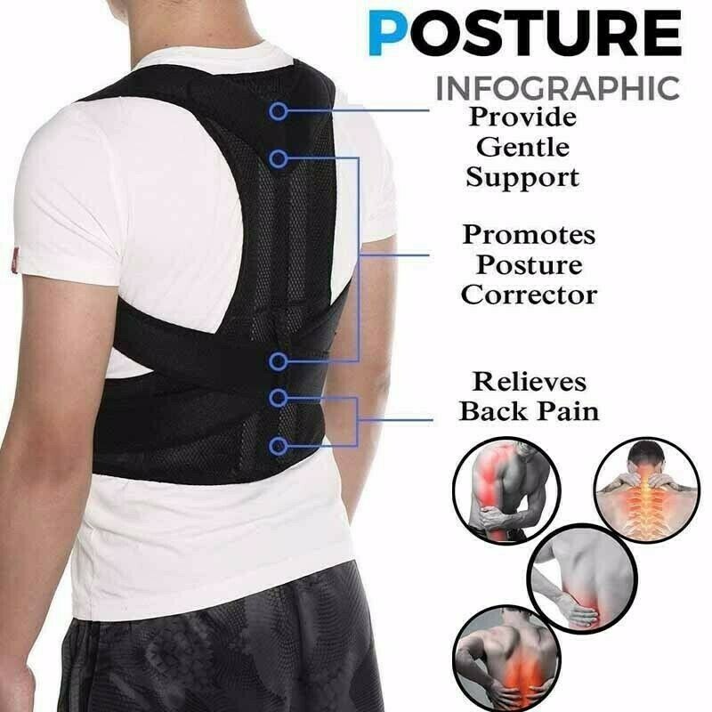 Comfortable Upper and Back Brace Adjustable Back Straightener Support for Unisex