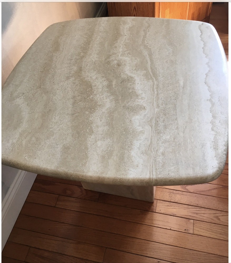 Italian Travertine Coffee Table & Side Table