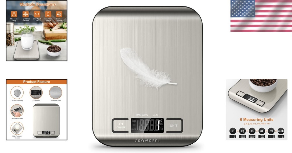 Precision 11 lb Digital Kitchen Scale - Stainless Steel with Tare Function