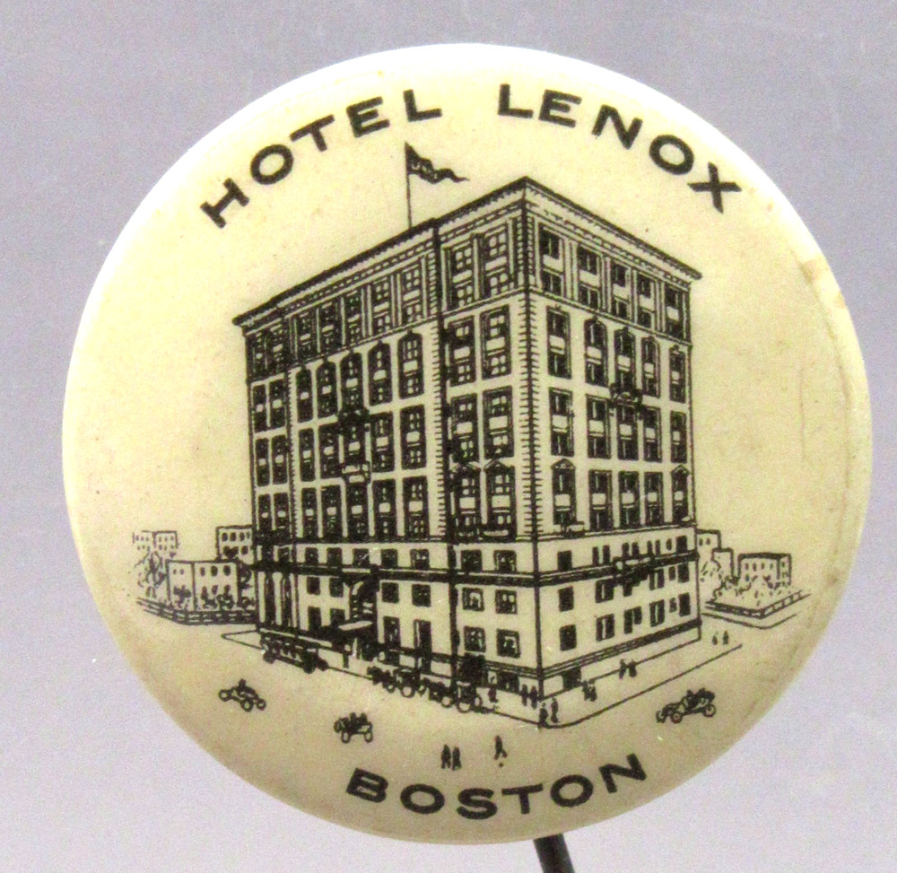 circa 1915 HOTEL LENOX BOSTON 1.25" pinback button ^