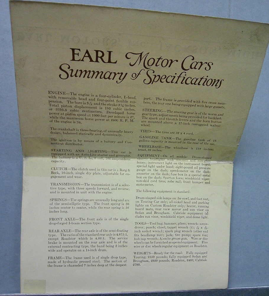 1922 Earl Sales Folder