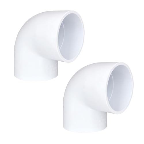 2 Pack 3" PVC 90 Degree Elbow Pipe Fittings (Socket x Socket), 2 Way Right