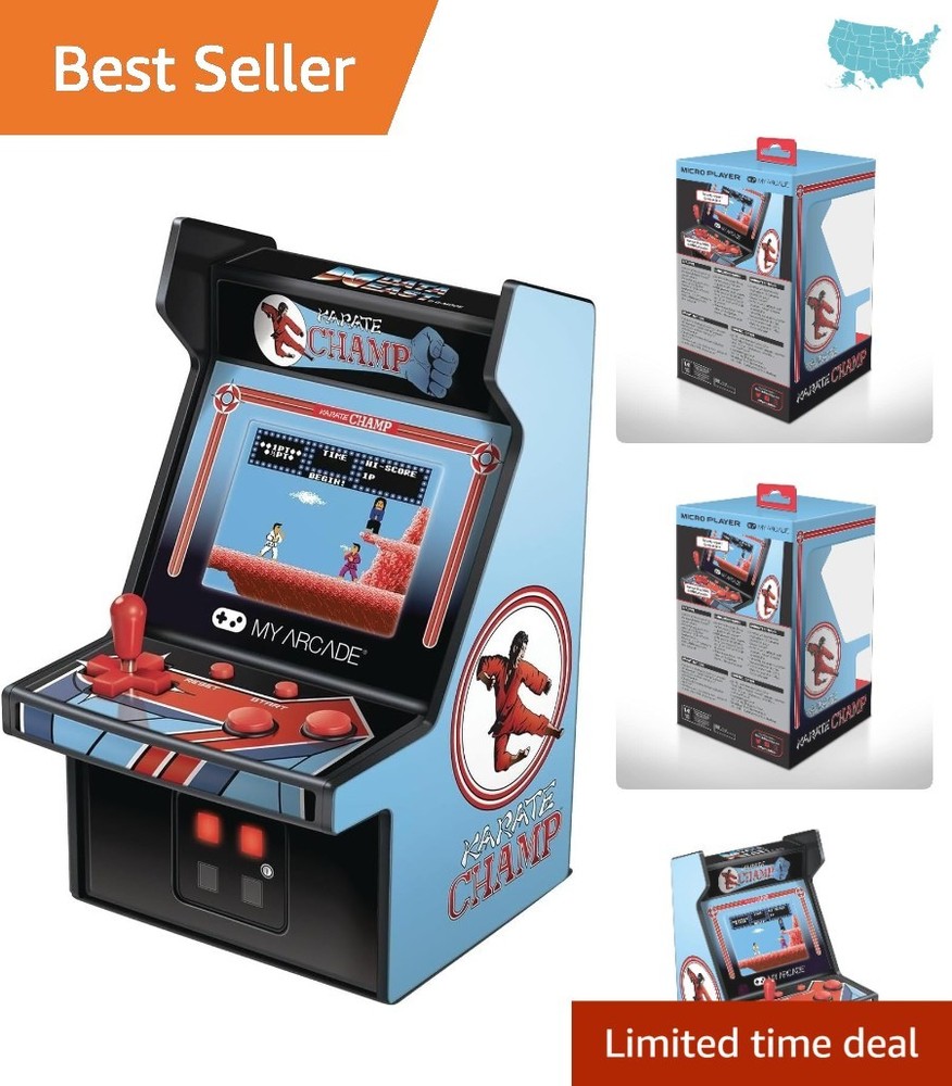 Retro-Inspired Karate Champ Mini Arcade Machine with Speaker & Volume Control