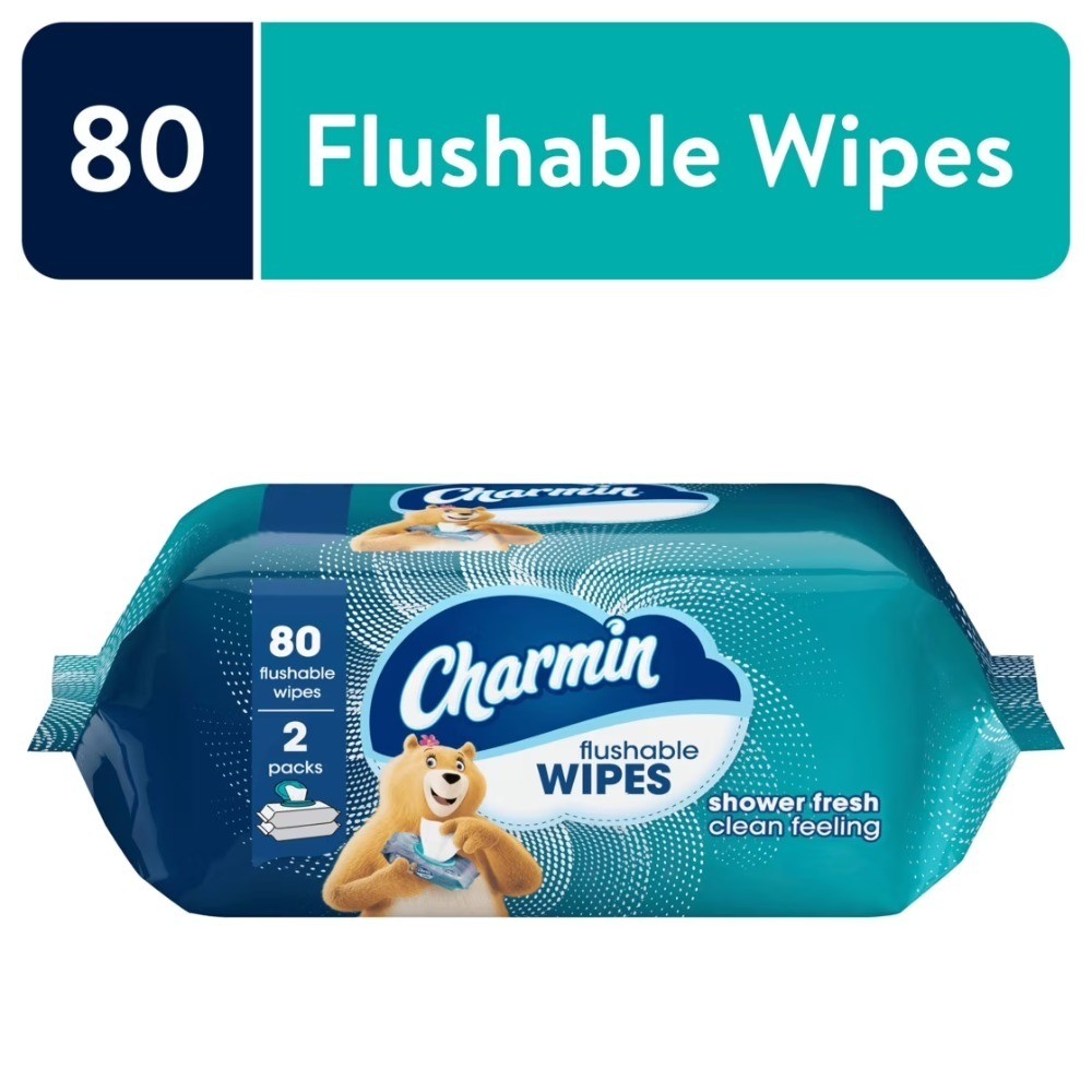 Flushable Wet Wipes, 2-Pack Bundle, 80 Total Wipes, 40 Wipes Per Pack