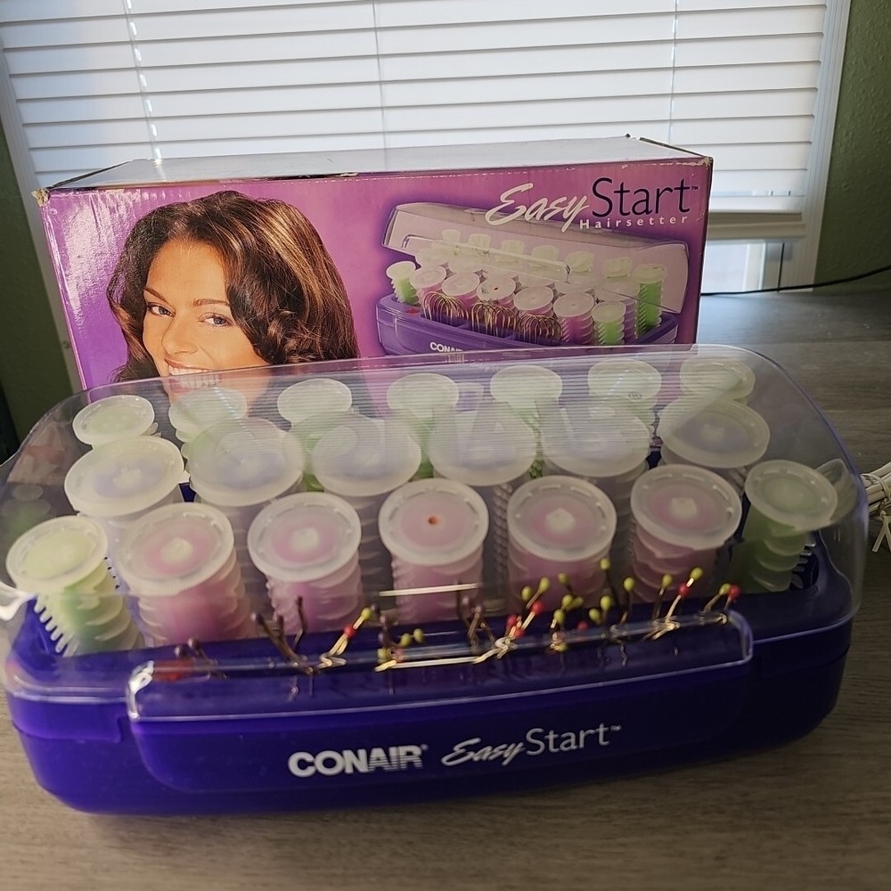 Conair Easy Start Hairsetter 20 Rollers 3 Different Sizes W Clips Works & Clean