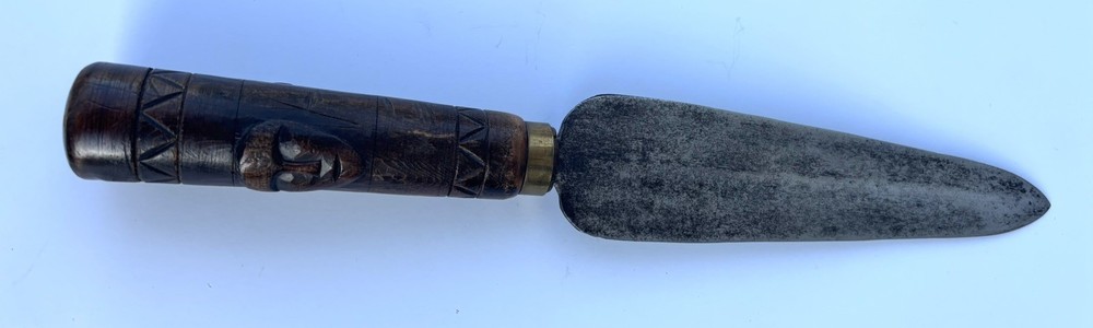 Handmade Dagger Knife With Carved Wood Handle Origin Unknown Primitive