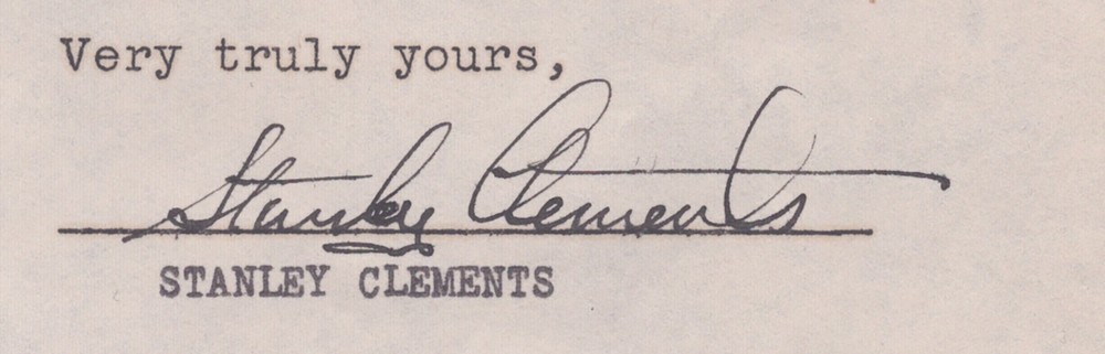 STANLEY CLEMENTS - DOCUMENT DOUBLE SIGNED 05/21/1947